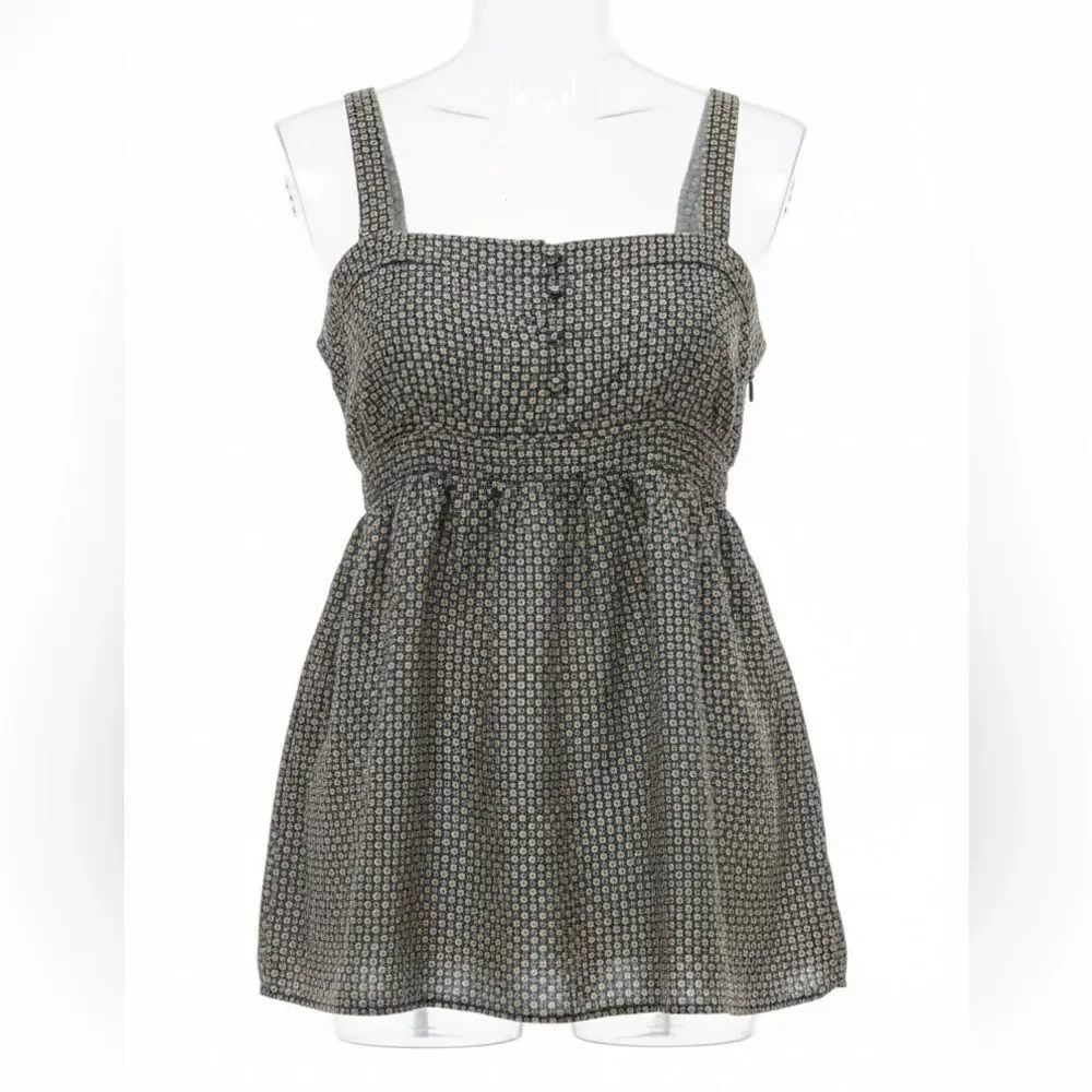 J. Crew Black Printed Sleeveless Tunic Top